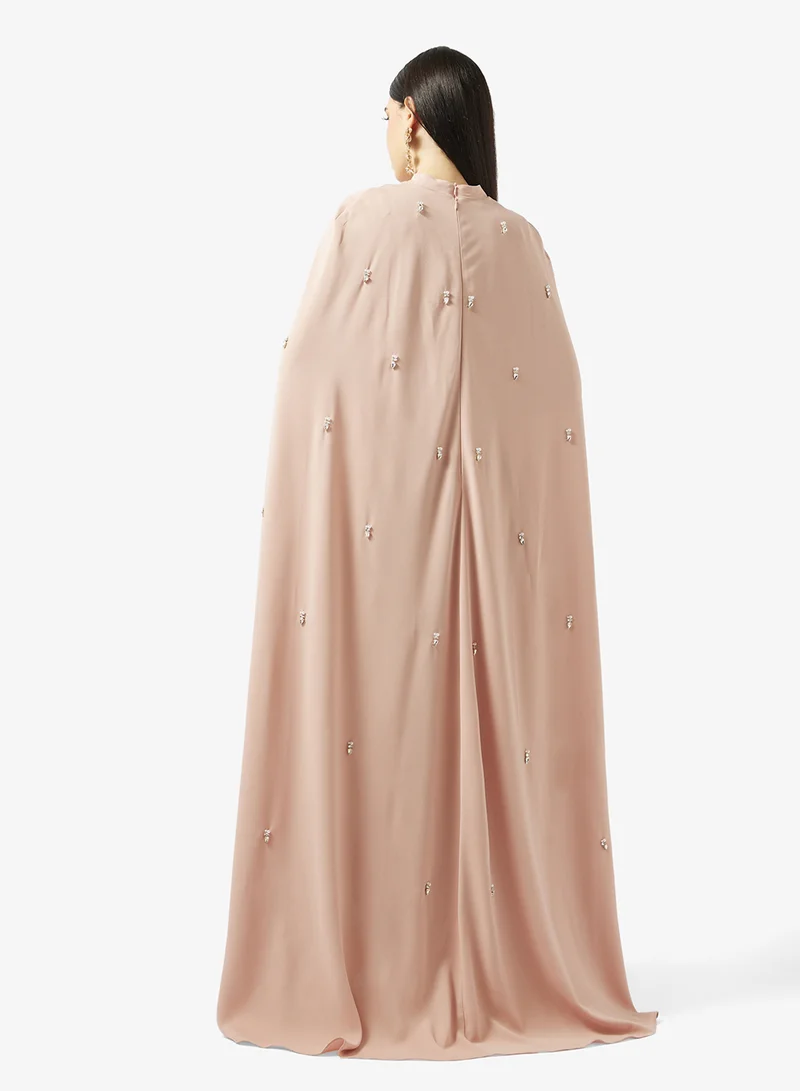 Akadia Fashion EMBELLISHED CAPE CREPE DRESS